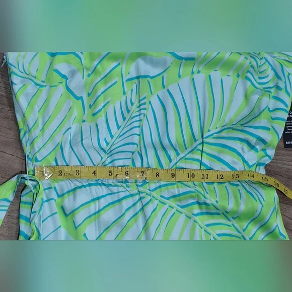 Boston Proper One Shoulder Maxi Dress Green Blue Tropical Print  Sz 12 #1917 - Picture 10 of 10